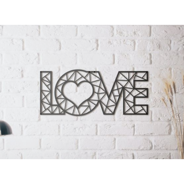 Металлическое панно «Love» для интерьера из нержавеющей стали для интерьера